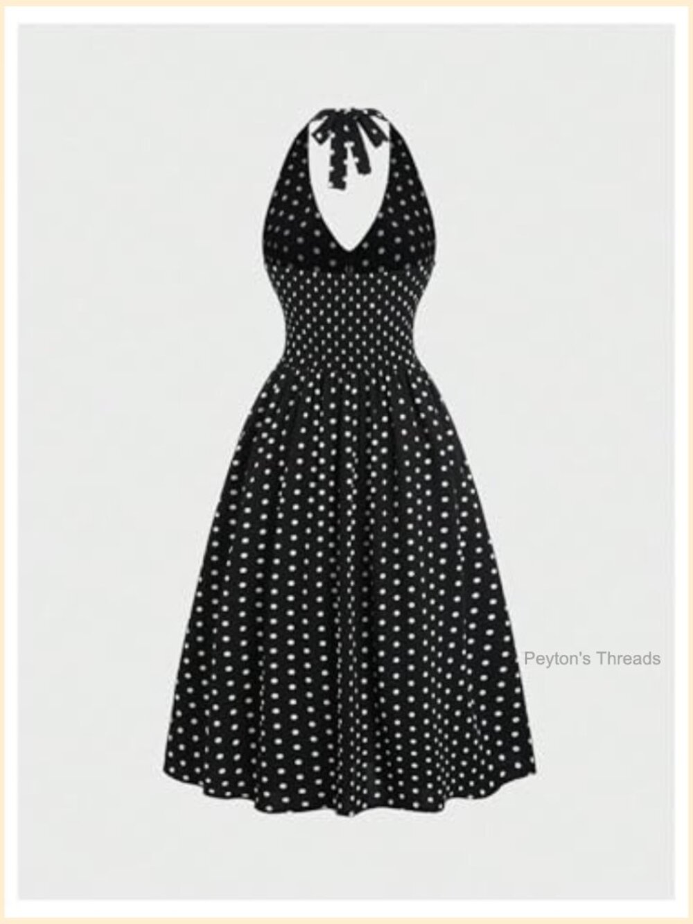 Polka Dots Halter Long Dress Backless A Line Flared Casual Party Dress - Picture 2 of 5